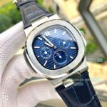 Replica Patek Philippe Nautilus Blue Dial Leather Strap Men's Watch 42mm